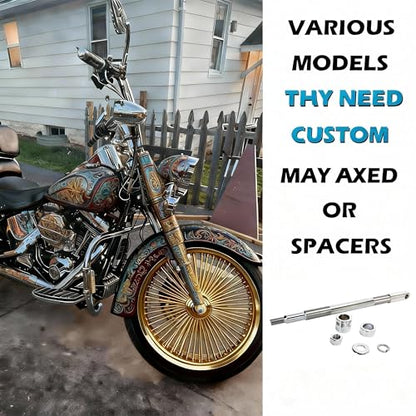 FatFlex Front Wheel for Harley Softail Slim Fat Boy 21” x 3.5” Gold - color: 21*3.5'', Chrome+Gold+Chrome