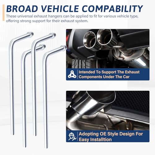 Universal Stainless Steel Exhaust Hanger Rod Weld on-9.5"Long 90 Degree Bent(4 PACK) - size: 4 PCS