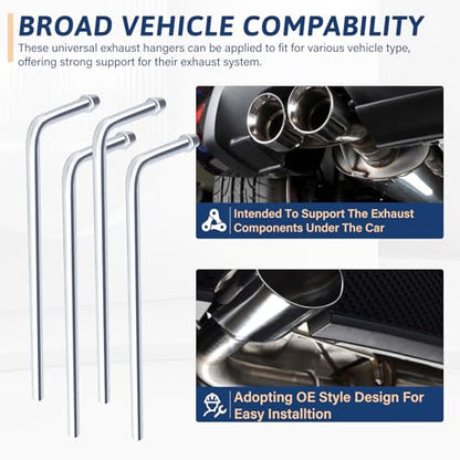 Universal Stainless Steel Exhaust Hanger Rod Weld on-9.5"Long 90 Degree Bent(4 PACK) - size: 4 PCS
