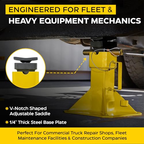 ESCO 22 Ton Heavy Duty Jack Support Stands with Threaded Adjustable Post, 1 Pair