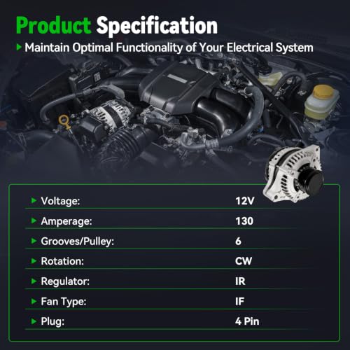 11775N New Alternator Fits for Honda Odyssey 2014-2017 3.5L V6,130A - size: 11775N