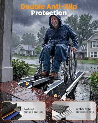 gardhom 5FT Telescoping Portable Wheelchair Ramp with Carrying Case - size: 5FT(can be used as 3FT or 5FT)