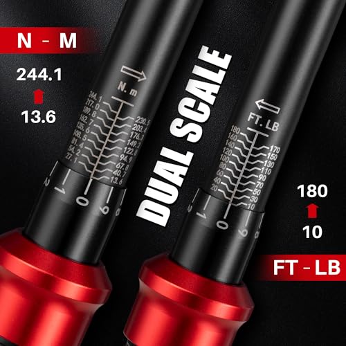 1/2-Inch Drive Click Torque Wrench-10-180 Ft-Lb for Car Motorcycle - style: 1/2"DR.10-180 FT-LB
