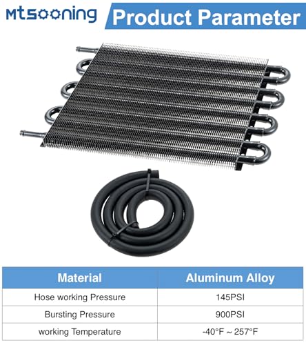 Transmission Oil Cooler Kit, Universal 8 Pass 5/16" Tube and Fin Oil Cooler - size: 8-PASS