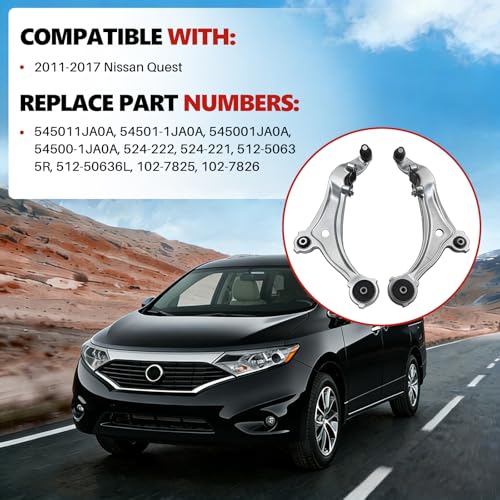 Front Lower Control Arm with Ball Joint Assembly 2pc replacement for Nissan Quest 2011-2017
