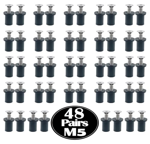48 Pairs M5 Neoprene Rubber Well Nuts for Kayak with Brass Inserts - size: 48 Pairs 5mm Rubber Well Nuts