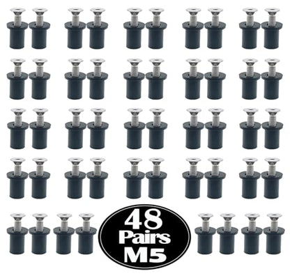 48 Pairs M5 Neoprene Rubber Well Nuts for Kayak with Brass Inserts - size: 48 Pairs 5mm Rubber Well Nuts
