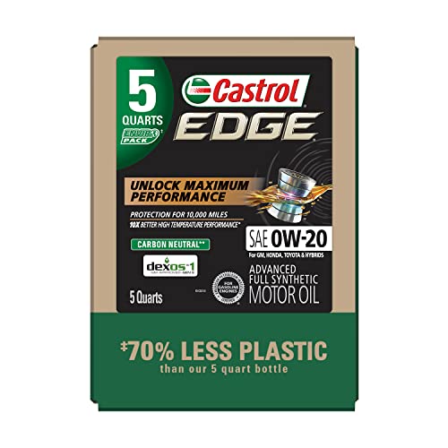 Castrol Edge 0W-20 Advanced Full Synthetic Motor Oil, 5 Quart, Eco Pack (Pack of 2) - size: 5 Quarts, Eco Pack (Pack of 2)
