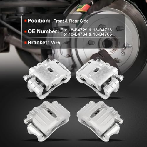 cciyu Front & Rear Brake Calipers 18-B4728 18-B4729 18-B4764 18-B4765 - size: Front & Rear[18-B4729+18-B4728+18-B4764+18-B4765]