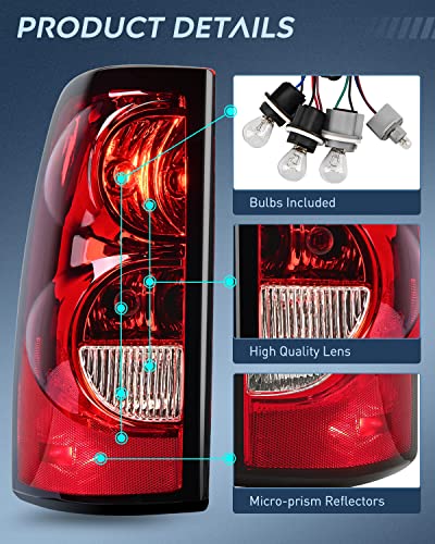 Nilight Taillight Assembly Compatible with 2003-2006 Chevy Silverado - color: Driver Side