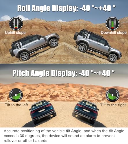 Off-Road Car Inclinometer HUD Display, Digital GPS Speedometer