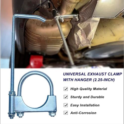 2.25" Universal Exhaust Clamp With Hanger, Muffler Hanger, 1 Pack - size: 2.25"