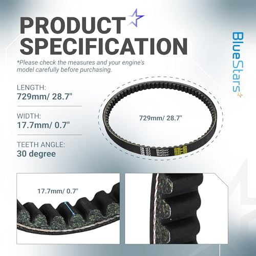 BlueStars 729-17.7-30 Racing CVT Drive Belt - Fits 125cc 150cc GY6 Engine - size: 729-17.7-30