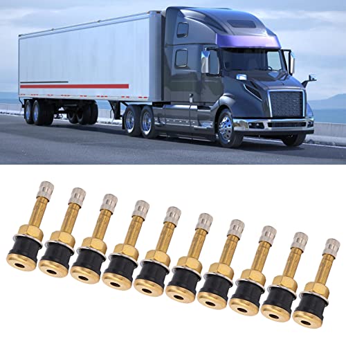 Tire Valve Stems Metal Valve Stems 10Pcs TR500 Tubeless Tire Valve Stems Sturdy Heavy Duty Clamp Valve Stem Core, Brass