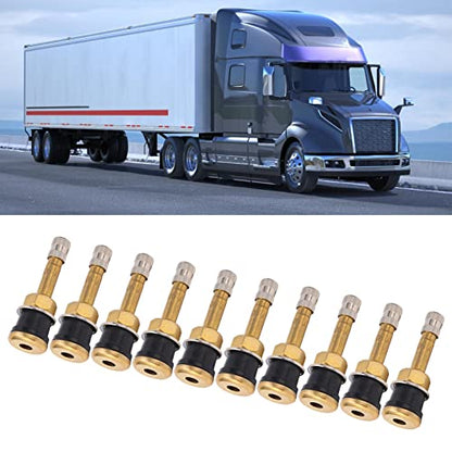 Tire Valve Stems Metal Valve Stems 10Pcs TR500 Tubeless Tire Valve Stems Sturdy Heavy Duty Clamp Valve Stem Core, Brass