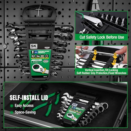 SK Reversible Ratcheting Combination Wrench Set, 8-Piece, Metric, 72-Tooth - size: Metric, 8-Piece