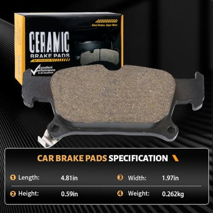 D1923 Rear Ceramic Brake Pads Kit Fit For Buick Envision 2016-2020 - size: HZ1923