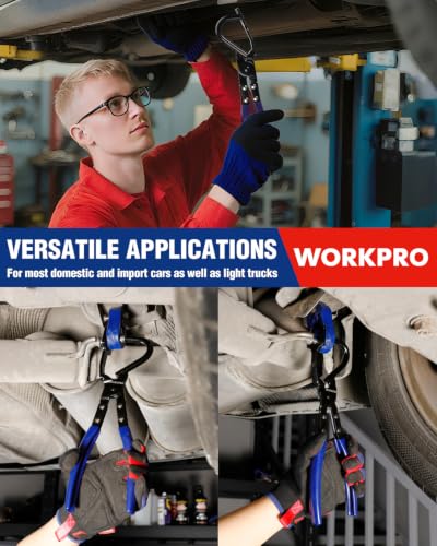 WORKPRO Exhaust Hanger Removal Tool with 4 Rubber Hangers, Blue - color: Blue