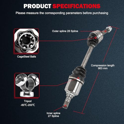 CCIYU CV Axle Shaft Assembly for Jeep Patriot/Compass 2007-2017 - size: 17-5783