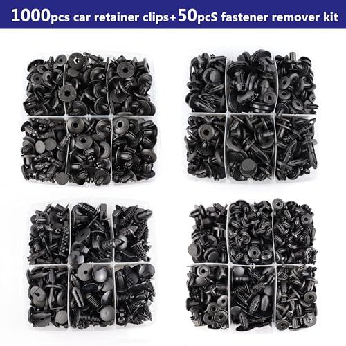Car Clips Bumper Clips Shield Retainer Clips Plastic Rivets 1050PCS Automotive Push Pins Assortment Xmas Tree Fasteners Kit Most Common Sizes Auto Body with Removers for Ford Honda Chrysler GM Blue - size: 1050PCS