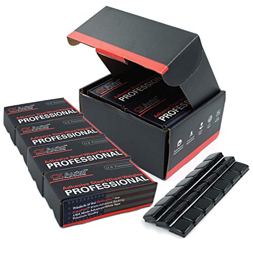 CKAuto 1/2oz, 0.5oz Adhesive Stick-On Wheel Weights Black 4Boxes 252oz Case - color: Black, size: 504PCS