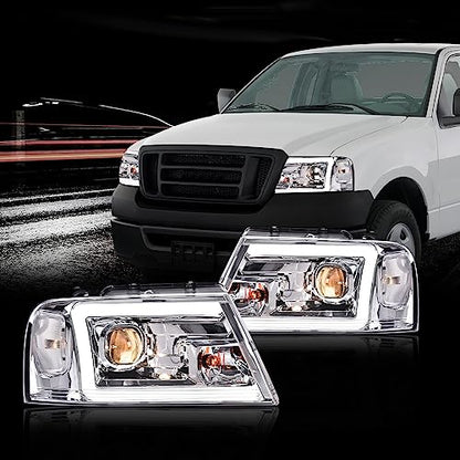 G-PLUS LED DRL Headlights Compatible with 2004-2008 Ford F150 - size: Fit Ford F150 2004-2008(Chrome)