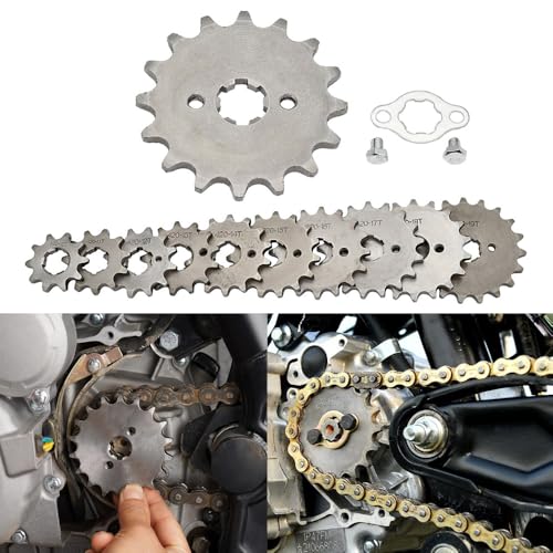 420 18T 17mm Chain Sprocket with Retainer Plate Motorcycle Front Sprocket Gear fits for 50cc 70cc 90cc 110cc 125cc 140cc 160cc Engine Pit Dirt Mini Bikes Go Kart Trail Quad ATVs 4 Wheeler Moped(1 set) - style: 18T