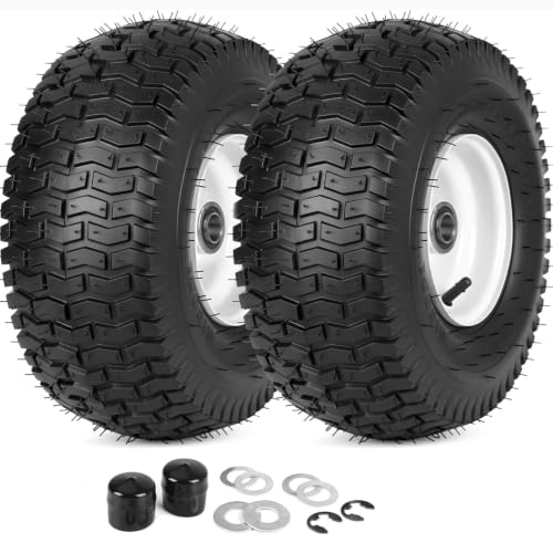 GICOOL 15x6.00-6 Rubber Lawn Mower Tire Wheel for Riding Mower Tractor Tire - color: White Rim, size: 15x6.00-6 Tire with Rim