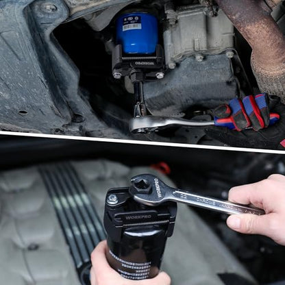 WORKPRO Universal Oil Filter Wrench (2-3/8 to 3-1/8") Adjustable with Auto-Clamp Spring, Oil Filter Removal Tool, Oil Filter Change Set, Ideal for Engine Filters, Conduit, & Fittings