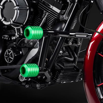 Advanblack Protek Two Step Highway Peg Crash Bar with CNC Slider Fit for 2014-2025 Harley Touring Road Glide Street Glide Electra Glide – Engine Guard Performance Upgrade (Green CNC) - color: Green CNC