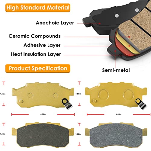 Front & Rear Heavy Duty Ceramic Disc Metal Brake Pads for Honda Pioneer 700 500 700-4 2014-2021 Replace 06435-HN8-016, 06452-HL3-A00, 06451-HL3-A00 (3 Sets)