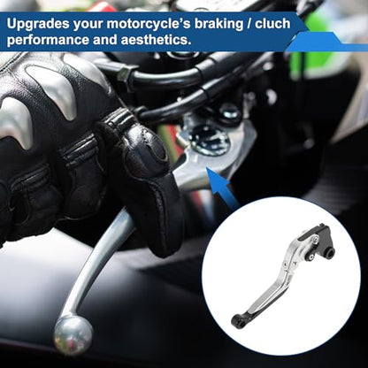 Short/Long Brake Clutch Levers for Kawasaki Ninja ZX6R 636 00-04 - color: Silver Tone Handle Black End