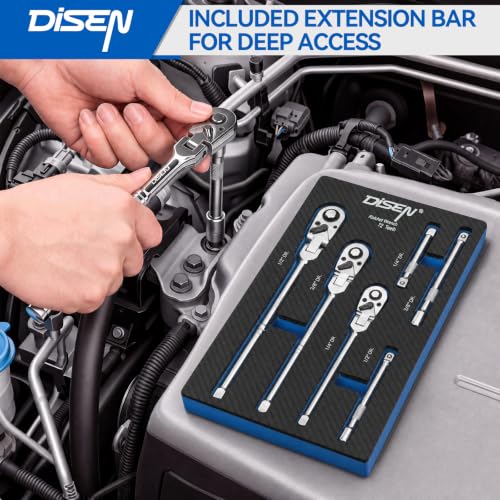 DISEN 6 Piece Flex-Head Ratchet Wrench Set with EVA Storage Case - color: 72t Flex-head Ratchet 6pcs