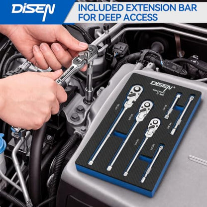DISEN 6 Piece Flex-Head Ratchet Wrench Set with EVA Storage Case - color: 72t Flex-head Ratchet 6pcs