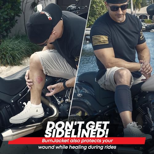 BurnJacket Pro Motorcycle Exhaust Pipe Burn Protective Sleeve Leg Guard Longer Dual Layer Protection, Fits 13.5-18 Inch Calf - Heat Shield for Legs, Calf Guard - Premium Motorcycle Accessories - style: Pro Protection - 13.5 - 18 Inch Wide Fit