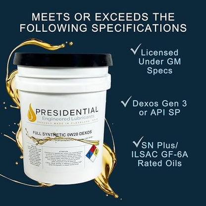 Presidential Full Synthetic Dexos 0W20 (5 Gallon Pail)