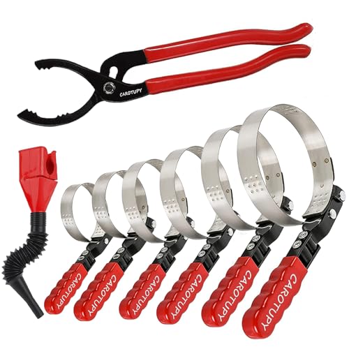 Oil Filter Wrench Set, Oil Filter Pliers with Small Funnel, 8 Pcs