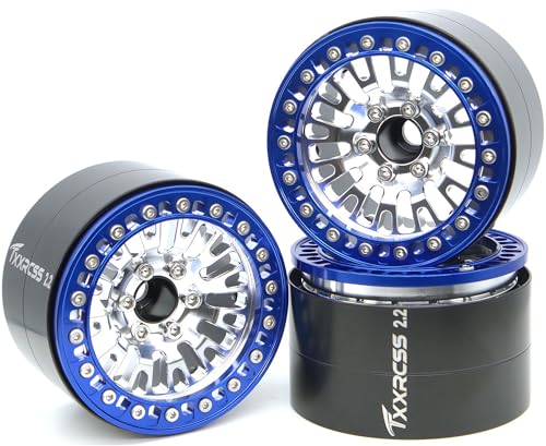 198g Super Heavy Duty 2.2 Beadlock Wheel Rims for 1/10 RC Crawle (Silver Blue) - color: Silver Blue