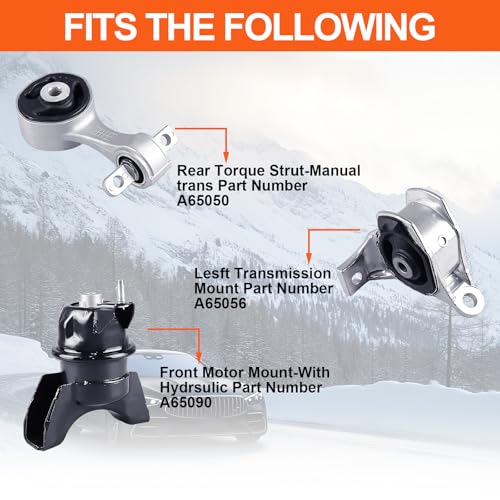 Engine Motor Mount Compatible with H-ONDA Civic 2012 2013 2014 2015 L4 1.8L，Replacement for A65090 A65056 A65050 - size: Civic 12-15 1.8L
