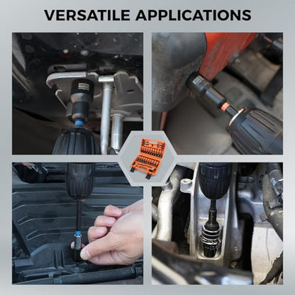 35 PCS Magnetic Nut Driver Set, Impact Drill Driver Bit 1/4" Hex Shank, SAE & Metric Cr-V Steel Nut Drivers with Quick-Release Extensions, Impact Socket Adapters, Bit Holder, 8PCS S2 Bits, Toolbox - style: 35-Piece Upgraded Version
