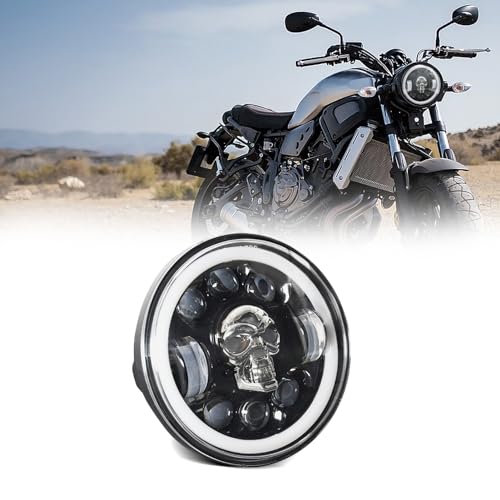 Shkalacar 5.75 Inch LED Motorcycle Headlight with High/Low Beam Turn Signal DRL and Colorful Angle Eye Light