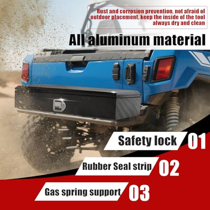 35.5" x 12.8" x 6.5" ATV/UTV Rear Aluminum Storage Box Heavy Duty Tread Pattern Truck Cargo Box Trailer Toolbox with Latch and Keys Suitable for Off-Road Vehicles Utility Vehicles