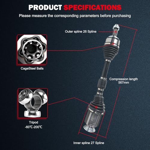 CCIYU CV Axle Shaft Assembly for Honda Civic 2014 2015 - Front Right - - size: 17-9563