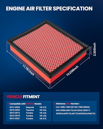 KAX CA11895 Premium Engine Air Filter for Toyota Tacoma 2016-2023 3.5L