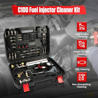 PLAYOCCAR Fuel Injector Cleaner Kit 35 fl oz 150PSI Non-Dismantling 40PCS - size: C100