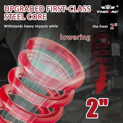 2” Front Drop Coil Springs Lowering Kit for 1999-2007 Chevy Silverado/GMC Sierra 1500 (2WD V8 Only)-Red - color: red, size: 1999-2007 Silverado/Sierra 1500 2''Drop