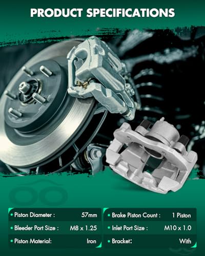 SCITOO Front Left+Right Brake Calipers with Bracket 18B4948 18B4949 - size: Front[18B4948 & 18B4949]Silver