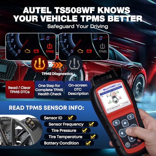 Autel MaxiTPMS TS508WF TPMS Programming Tool 2026, with 4PCS MX-Sensors ($120) WiFi Ver. of TS601 TS508 TS501 PRO TPMS Relearn Reset Tool, Tire Sensor Activation, TPMS DTC Clear, Lifetime Free Update