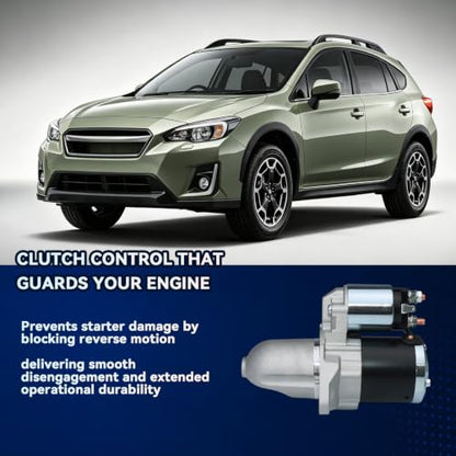 M0T33176 19273N Starter Motor for 2012-2016 Subaru Impreza 2.0L, 2014-2018 Forester 2.5L, 2016-2017 Crosstrek 2.0L, 2015-2021 WRX 2.0L, 2013-2015 XV Crosstrek 2.0L, H4, 12V 1.2KW 8 Teeth CCW - size: M0T33176