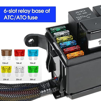 Gebildet 12V Fuse and Relay Box with 5pcs 5-Pin JD1914 40A Relay and 1pc 4-Pin Relay 6 ATC/ATO Blade Fuse, Universal Waterproof Fuse Relay Box for Automotive Car Truck Marine Boat - style: 12V Relay&fuse Box